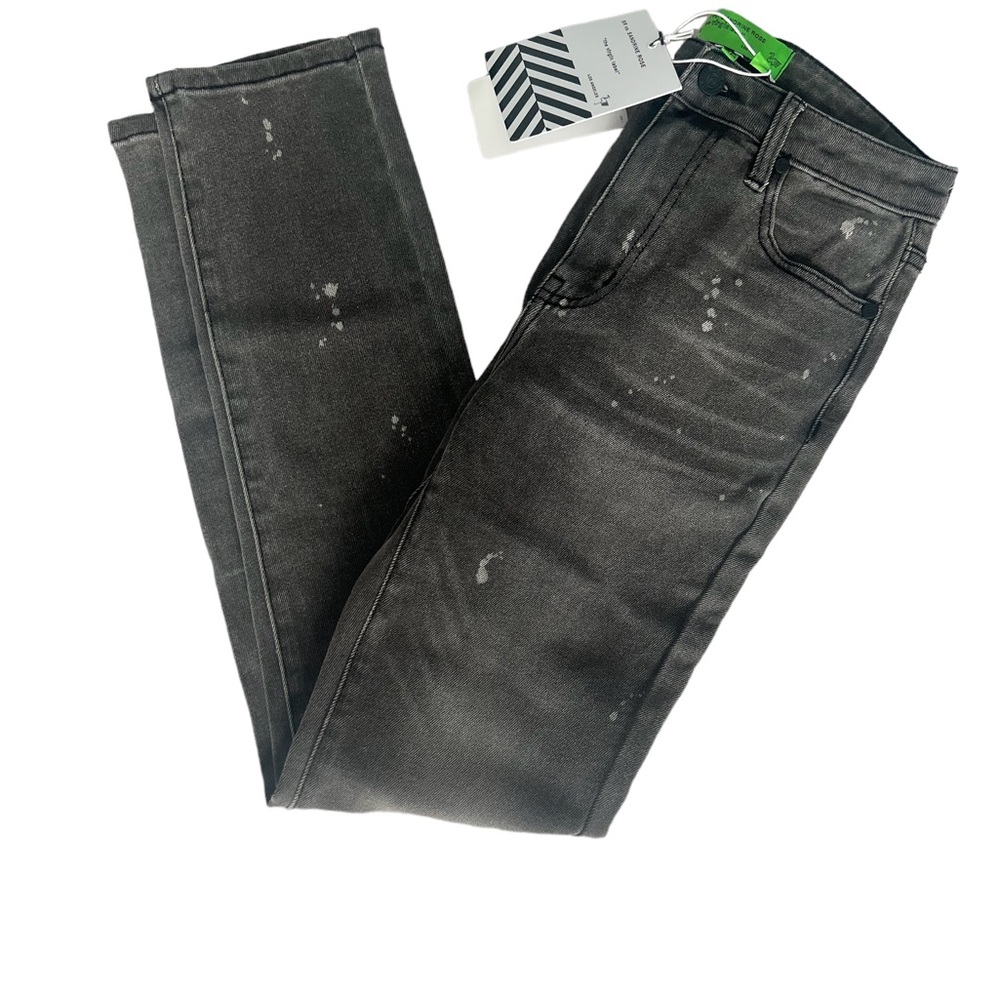 Sandrine Rose NWT Polka Grey Jeans size 26 Black‎ distressed